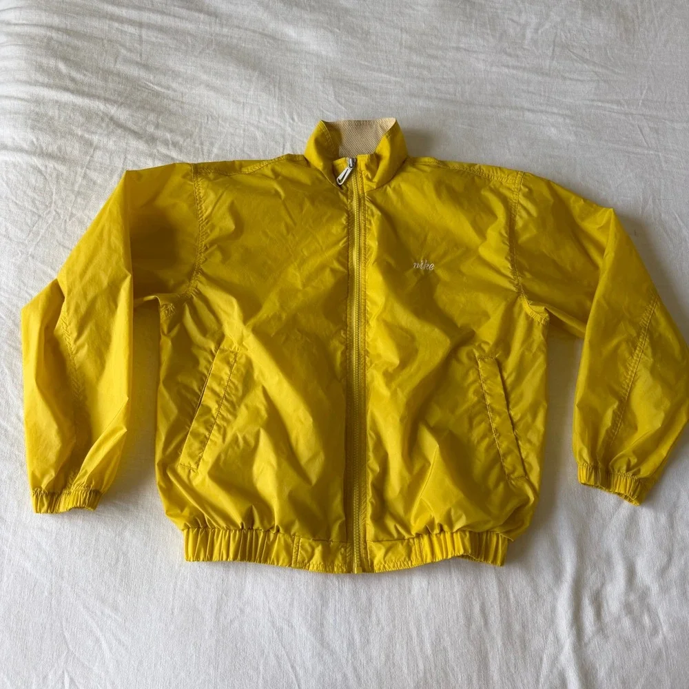Nike Yellow Windbreaker Jacket Full Zip‎ Mesh Lined S Distressed